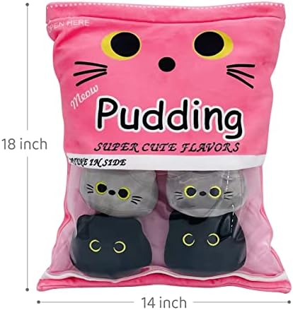 Cute Black Cat Plush Toy Bag 6pc Pink