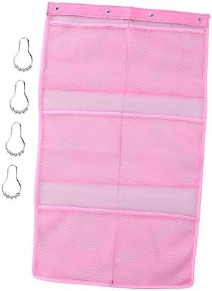 SHOWERORO Space-Saving Mesh Organizer 4-Ring Hangers Pink