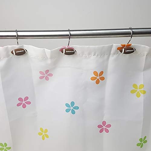 Football-Themed Shower Curtain Hangers Set of 12