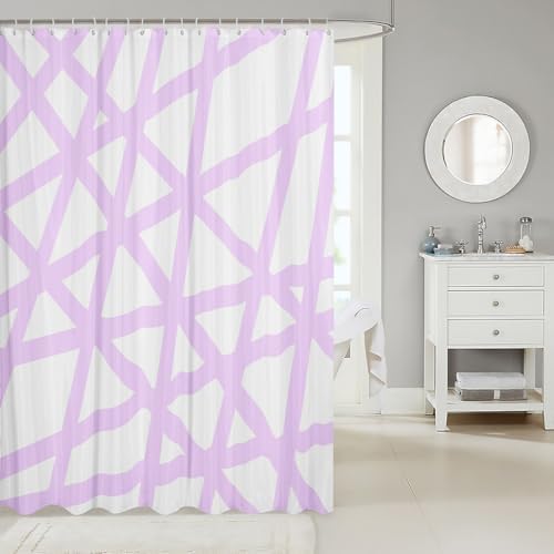 Manfei White Purple Showers Bath Curtain Set for Travel Home