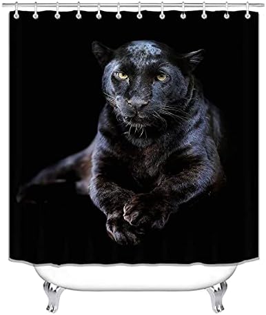 Set of 4 Black Panther Bath Curains with Rugs