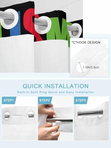 TocaHome No Hook Shower Curtain with Snap Liner 36x78