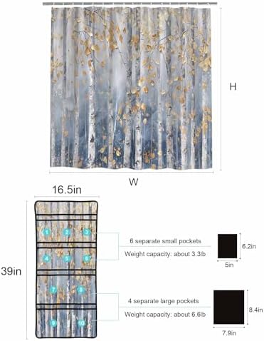 EZON-CH Nostalgic Yellow Shower Curtain Organizer