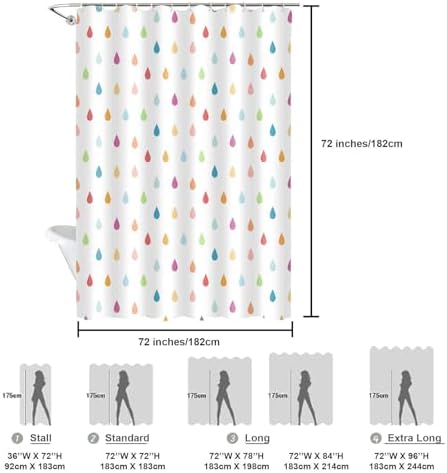 Retro Cute Kids Shower Curtain Set with Raindrop Design