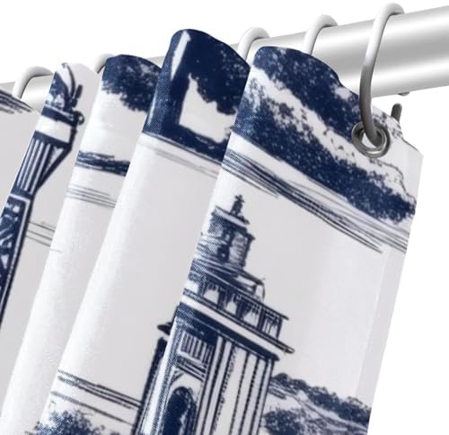 VAPOKF Paris Tower Building Shower Curtain Set with 12 Hooks - 72x72 Inches 1