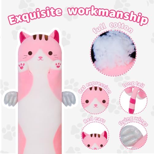 Cute Pink Kitten Plush Pillow - Soft and Adorable