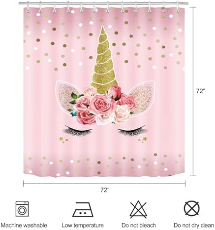 Zchomi Unicorn Kids Shower Curtain 72x72 Inch