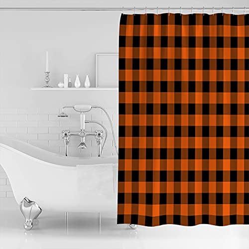 Stylish Black Orange Buffalo Check Shower Curtain