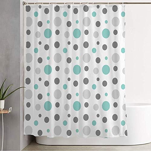 Modern Distinctive Blue and Gray Polka Dot Shower Curtain Set