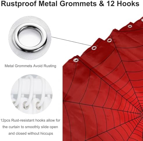 Perfect Red Spider Web shower curtain Durable Stylish