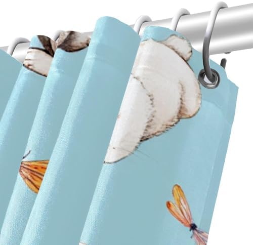 Bunnies Dragonflies Playtime - Durable Waterproof Bathroom Curtain