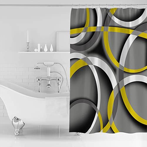Waterproof Shower Curtain with Abstract Geometric Stripes for Bathroom Set of 1