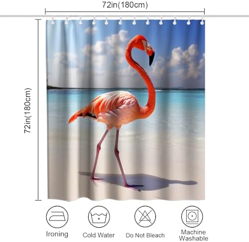 Natural Flamingo Bathroom Curtains