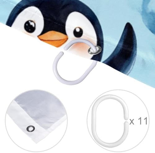 Joyful Penguins Waterproof Shower Curtain Set