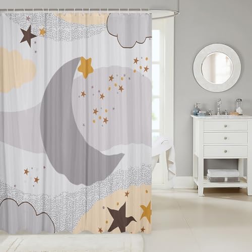 Feelyou Star and Moon Shower Curtain Set 72 x 72