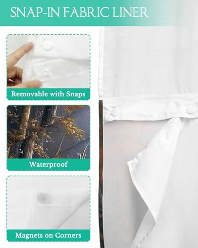 YESOF66 Sunset Forest Waterproof Shower Curtain Set No Hooks
