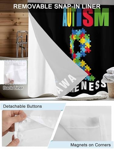 TocaHome No Hook Shower Curtain with Snap Liner 36x78