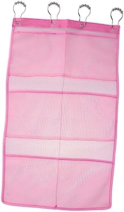 SHOWERORO Space-Saving Mesh Organizer 4-Ring Hangers Pink