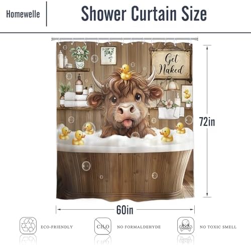 Funny Cow Cute Cattle Bull Bathroom Shower Curtain
