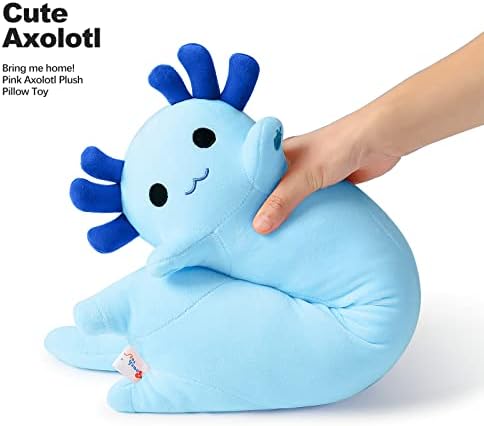 Blue Long Axolotl Plush Pillow for Kids and Adults