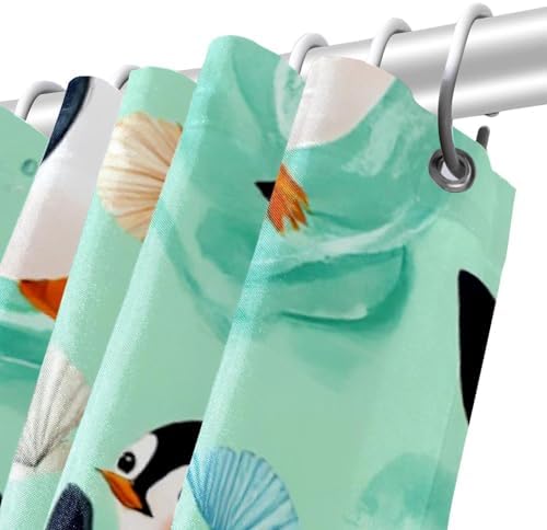 VAPOKF Penguins Play Seashells Shower Curtain Set 1