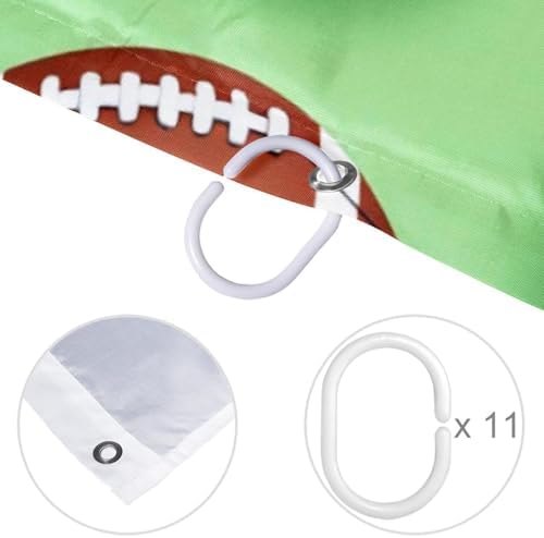 Baseball Rugby Football Bath Curtain Set Waterproof 66x72 inches
