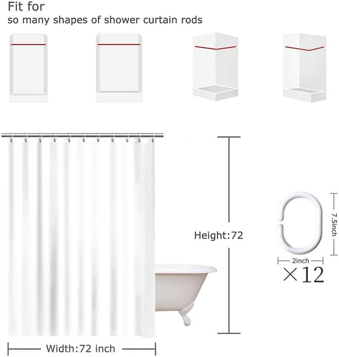 SRINKOC Rainbow Washable Kids Shower Curtain Set with 12 Hooks