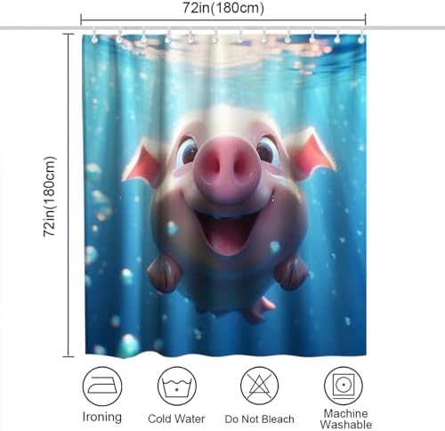 OTRANTO Cute Animal Ocean Shower Curtain Set