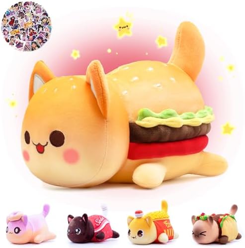 Cheeseburger Cat Plush Pillow - Stress Relief and Cute Design