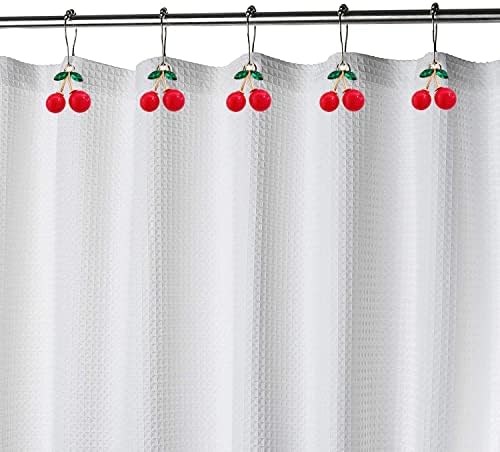 ZILucky 12pcs Red Cherry Shower Curtain Hooks