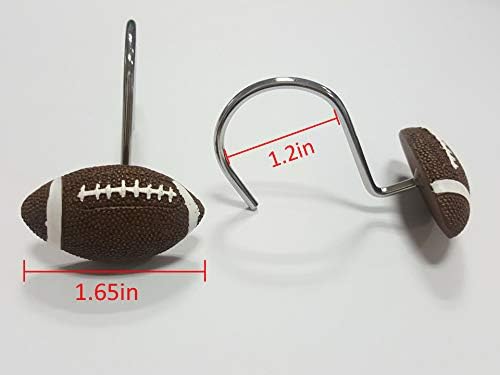 Football-Themed Shower Curtain Hangers Set of 12