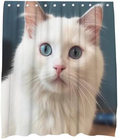 White Cat Bath Curtain