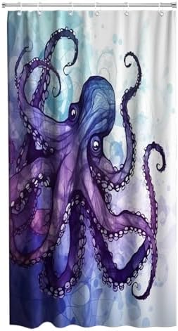 Nautical Octopus Shower Curtain Set machine washable waterproof