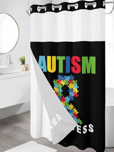 TocaHome No Hook Shower Curtain with Snap Liner 36x78
