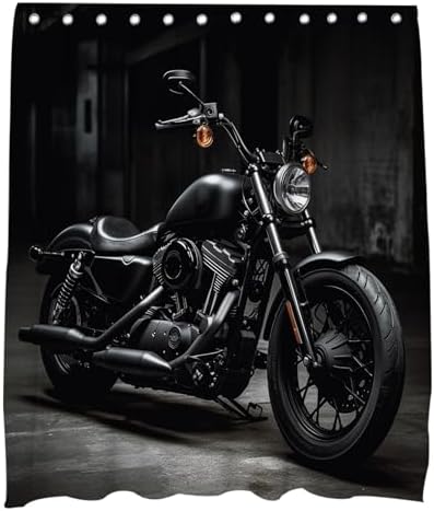 Precision black motorbike bath decor - waterproof modern