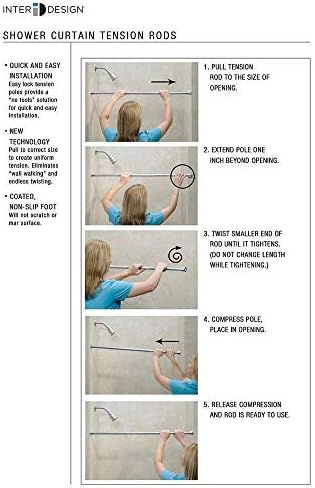 InterDesign iDesign Cameo Metal Expandable Constant Tension Shower Curtain Rod