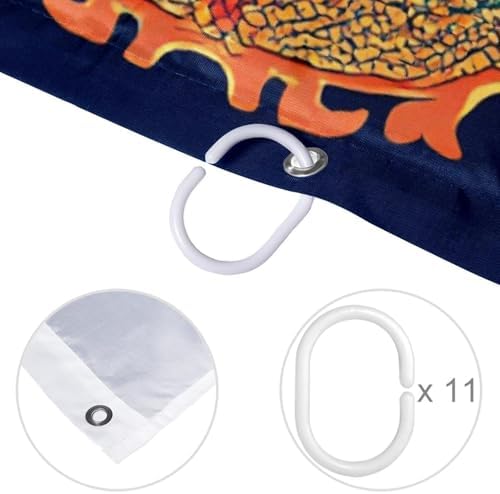 Elegant 12-Hook Waterproof shower curtain with dragon pattern