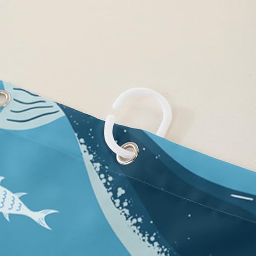 QOOMO Whales Seals Shower Curtain 72x72