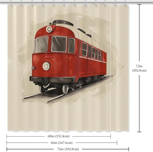 Watercolor Retro Rail Car Shower Curtain Set