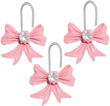 AmaAccess 12PCS Pink Bow Knot Decorative Shower curtain Hangers
