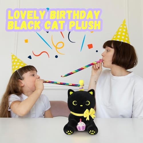 Black Cat Plush - Happy Birthday Stuffed Animal