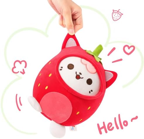 PEACH CAT Strawberry Cat Plush Pillow Red 8