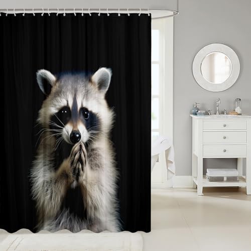 Feelyou Raccoon 72x72 Bath Curtain Set Adorable Functional