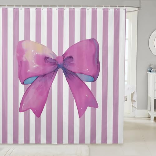 Manfei Purple Bowknot Shower Curtains