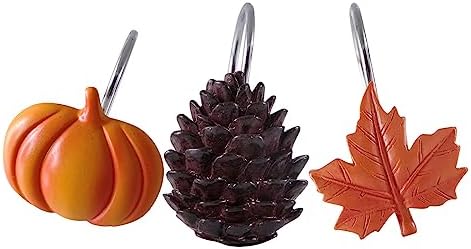 Estmy 12PCS Fall Autumn shower curtain hooks rings
