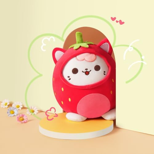 PEACH CAT Strawberry Cat Plush Pillow Red 8