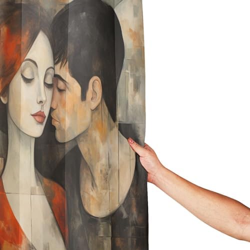 Kissing Girl Shower Curtain Set with 12 Hooks 72x72in