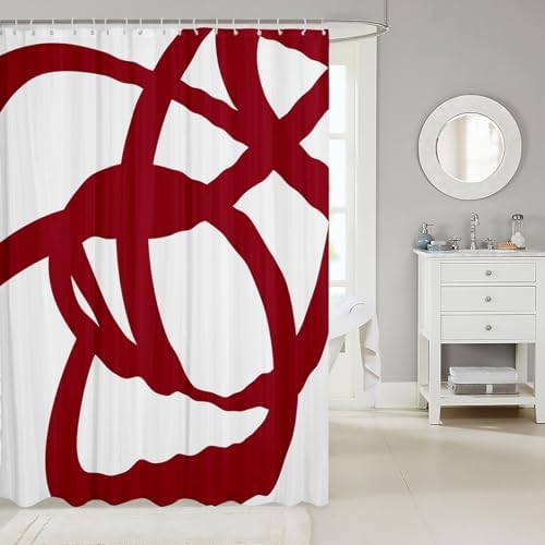 56808 Red and White Geometric Stripe 72x72