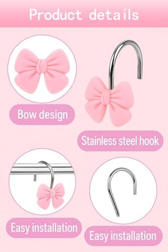 12-Piece Pink Resin Bow Hangers Set for Girls and Princesses