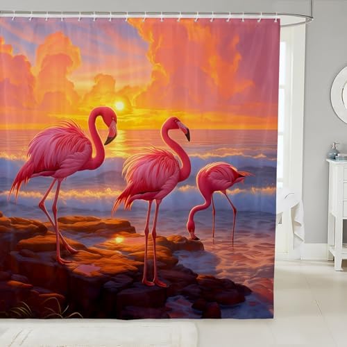 Erosebird Chic Flamingo Bath Curtain